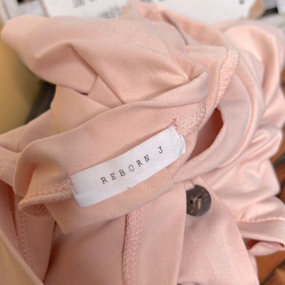 Reborn J Peach Button Down Tie Tank Top Shirt Size Small Medium Hi Lo Boho - Picture 4 of 4